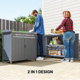 Fir Wood Outdoor Garden Storage Cabinet 98cm Wide - Velmora