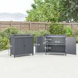 Fir Wood Outdoor Garden Storage Cabinet 98cm Wide - Velmora