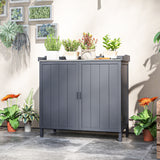 Fir Wood Outdoor Garden Storage Cabinet 98cm Wide - Velmora
