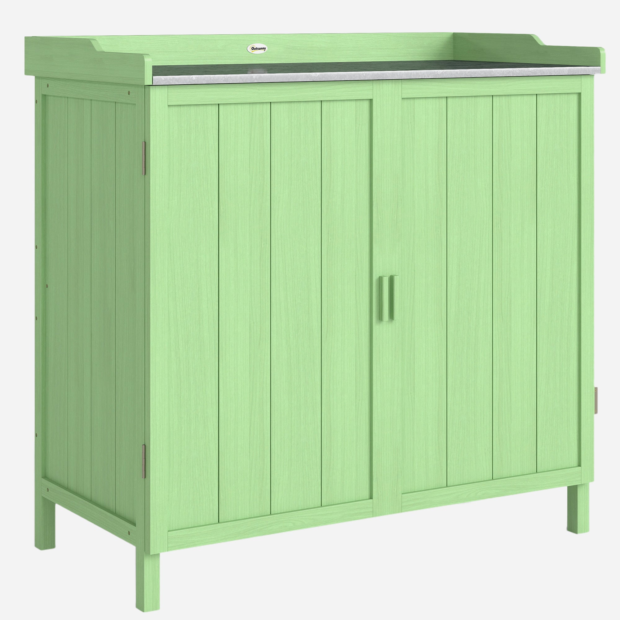 Fir Wood Outdoor Garden Storage Cabinet 98cm Wide - Velmora