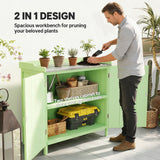 Fir Wood Outdoor Garden Storage Cabinet 98cm Wide - Velmora
