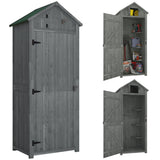 Fir Wood Outdoor Garden Storage Shed 77cm Wide - Velmora