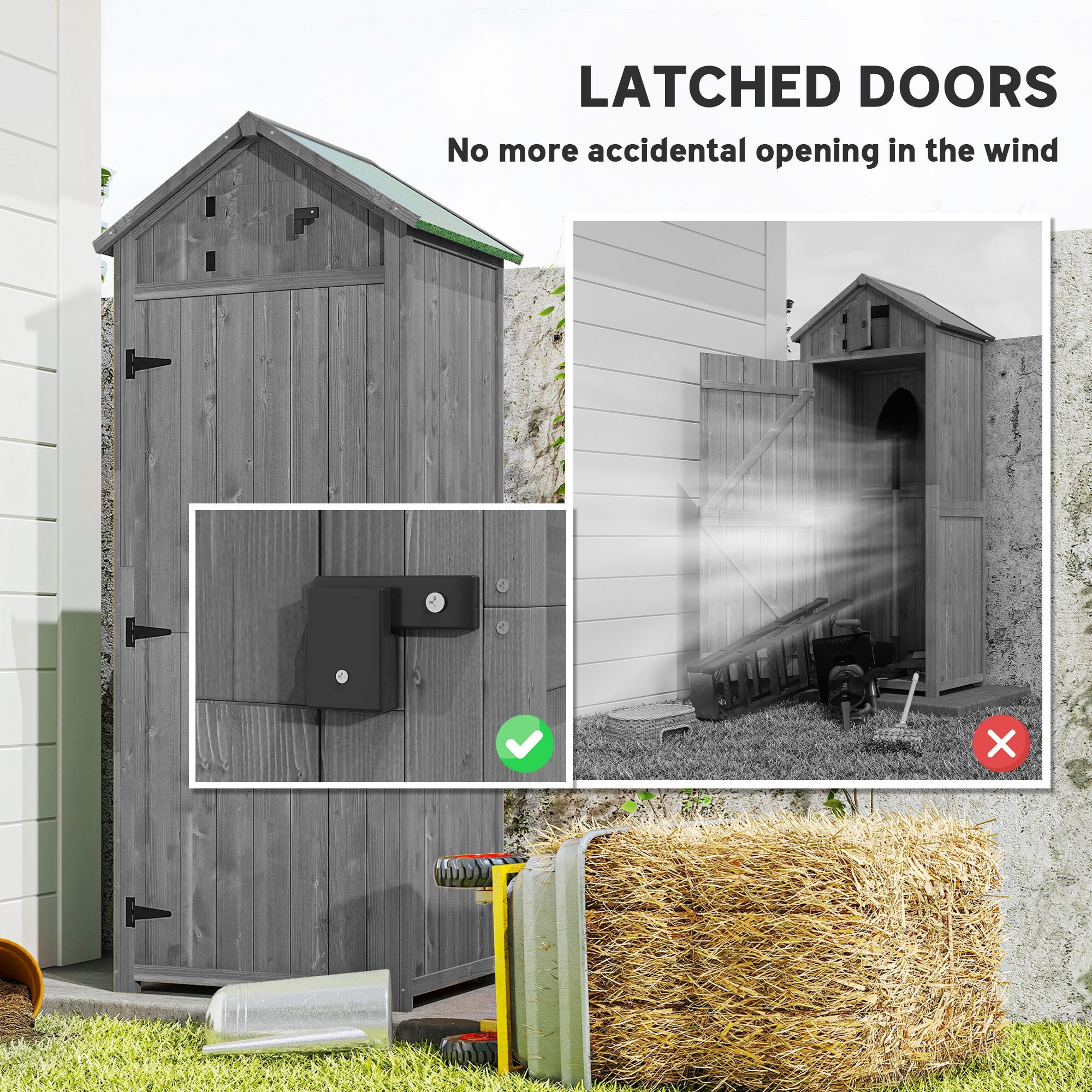 Fir Wood Outdoor Garden Storage Shed 77cm Wide - Velmora