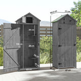 Fir Wood Outdoor Garden Storage Shed 77cm Wide - Velmora