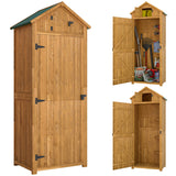 Fir Wood Outdoor Garden Storage Shed 77cm Wide - Velmora