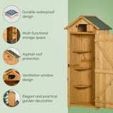Fir Wood Outdoor Garden Storage Shed 77cm Wide - Velmora