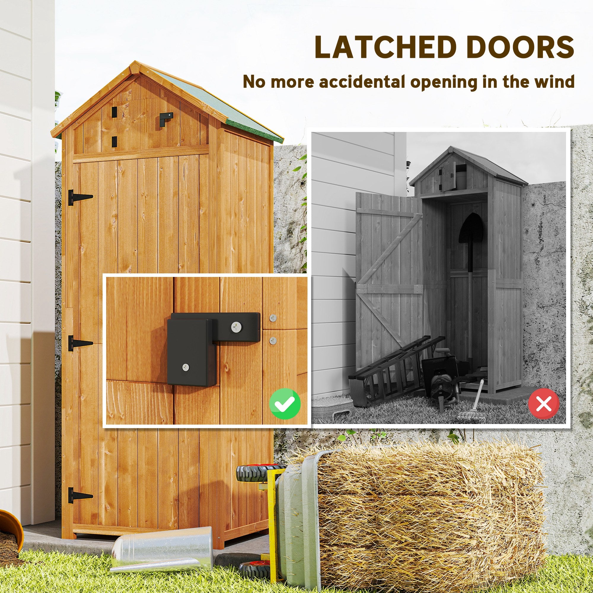 Fir Wood Outdoor Garden Storage Shed 77cm Wide - Velmora