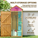 Fir Wood Outdoor Garden Storage Shed 77cm Wide - Velmora