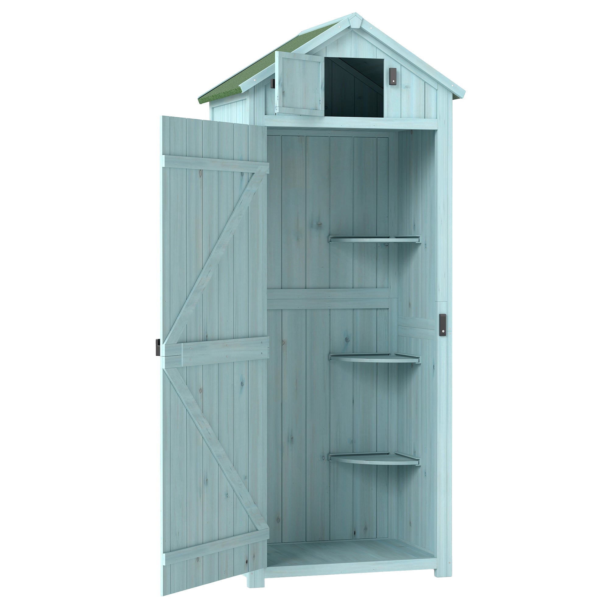 Fir Wood Outdoor Garden Storage Shed 77cm Wide - Velmora