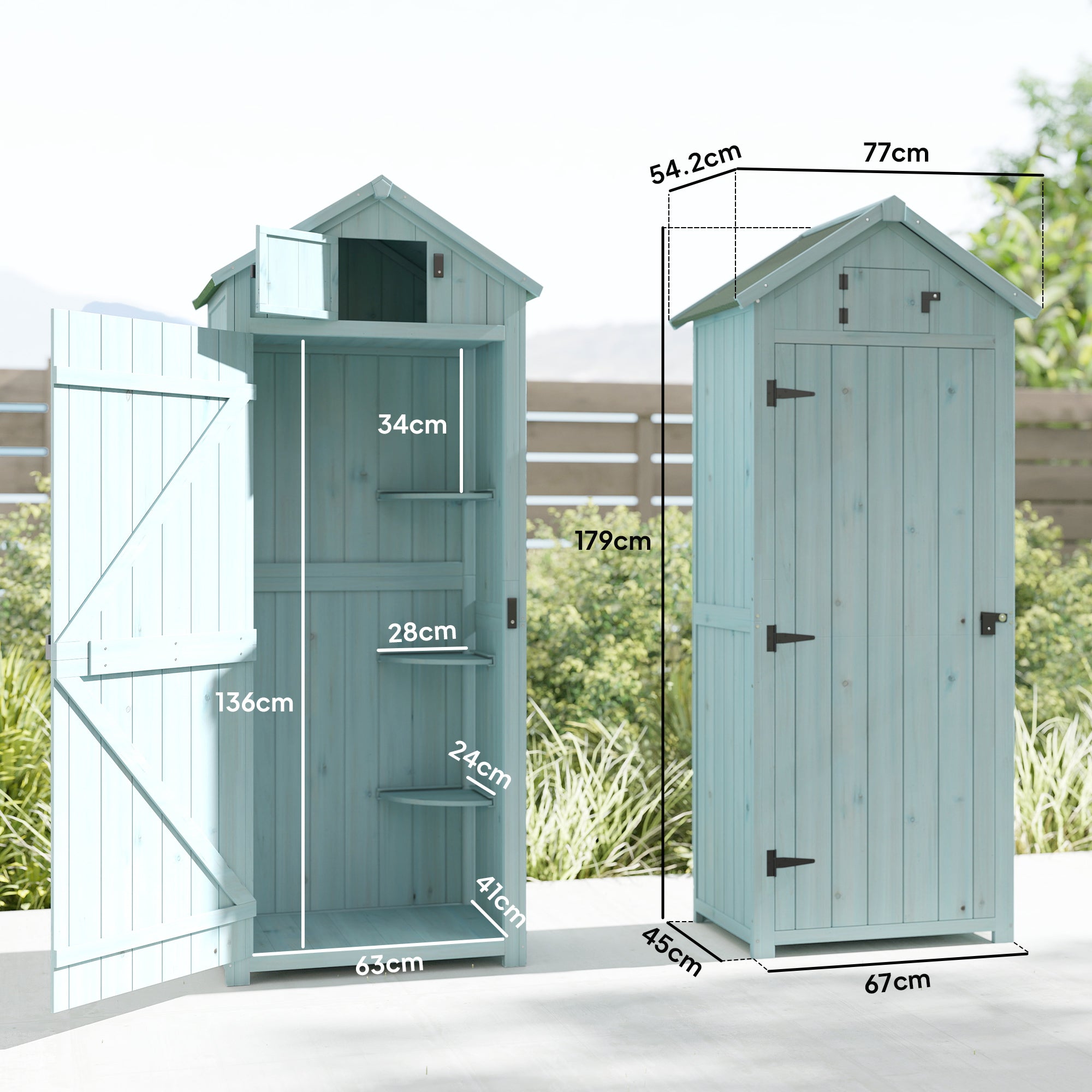 Fir Wood Outdoor Garden Storage Shed 77cm Wide - Velmora