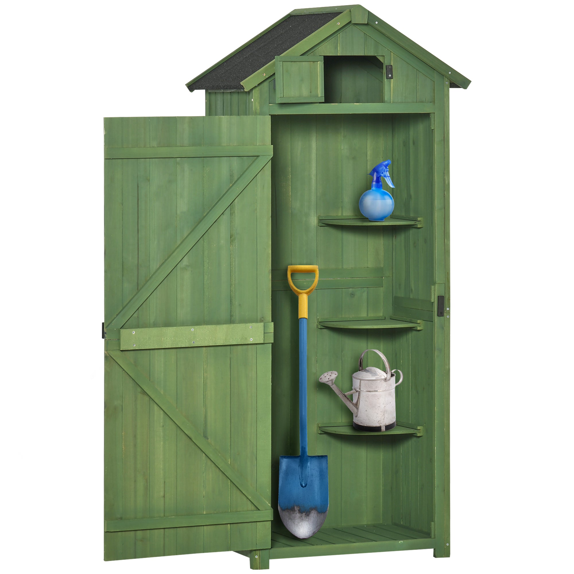 Fir Wood Outdoor Garden Storage Shed 77cm Wide - Velmora