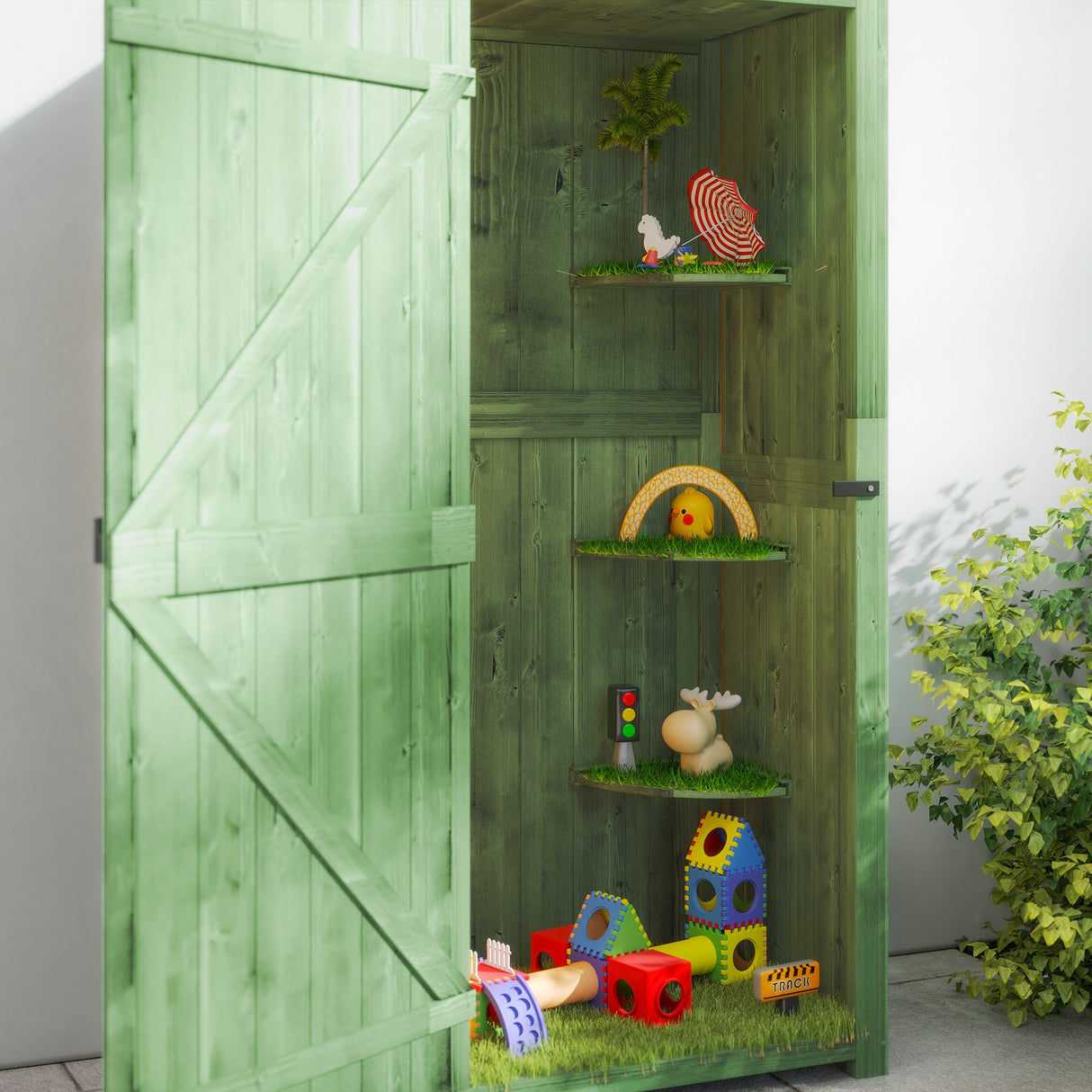Fir Wood Outdoor Garden Storage Shed 77cm Wide - Velmora