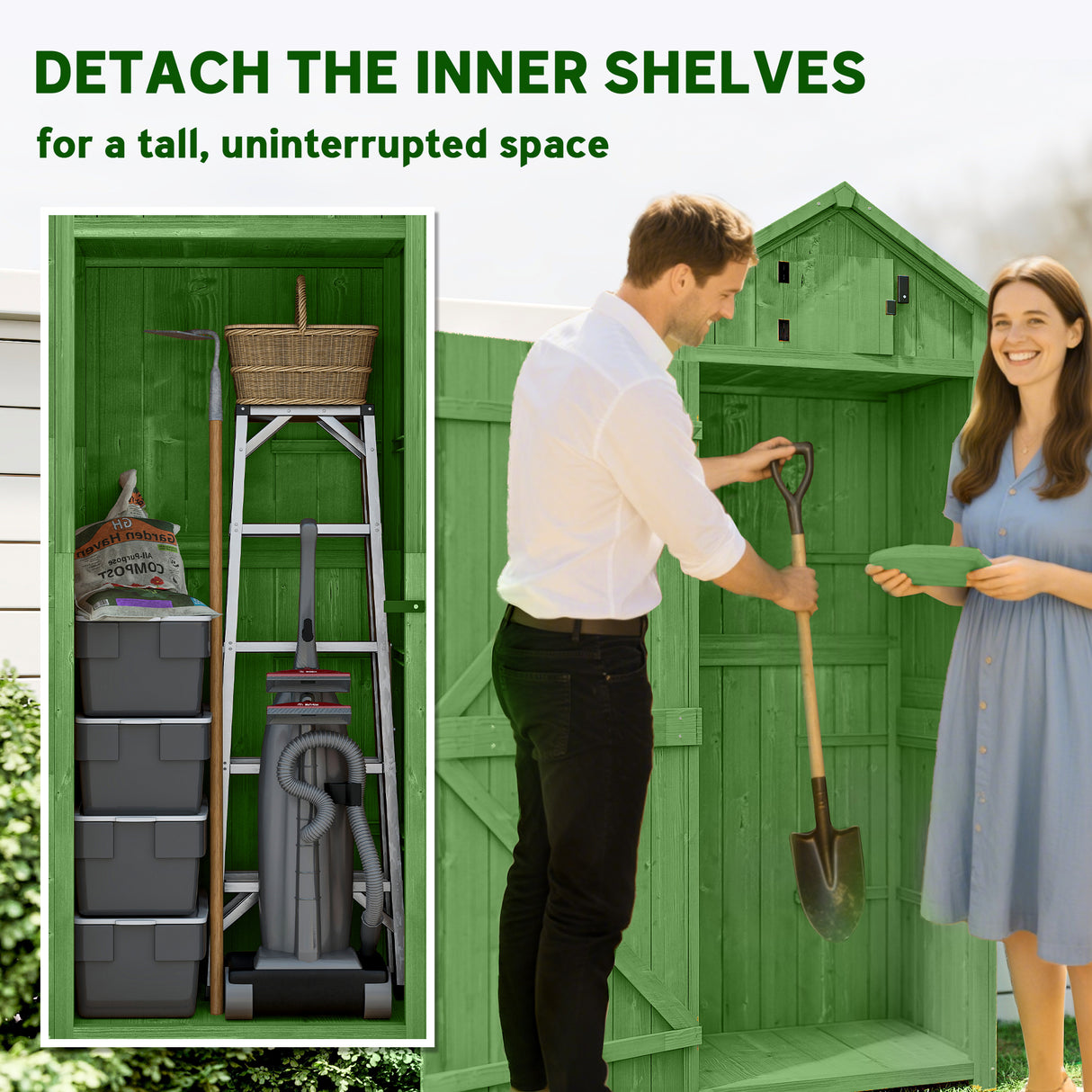Fir Wood Outdoor Garden Storage Shed 77cm Wide - Velmora
