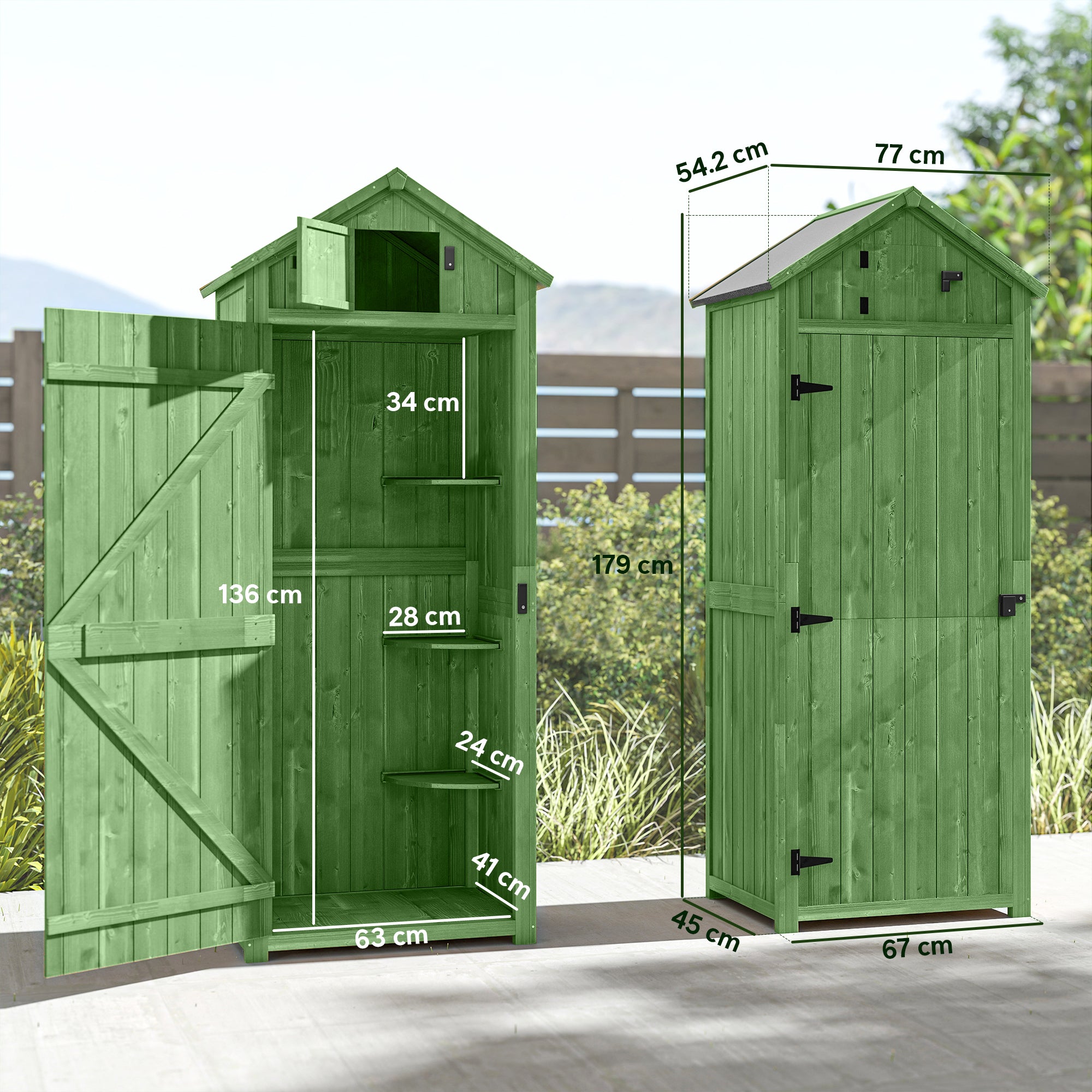 Fir Wood Outdoor Garden Storage Shed 77cm Wide - Velmora