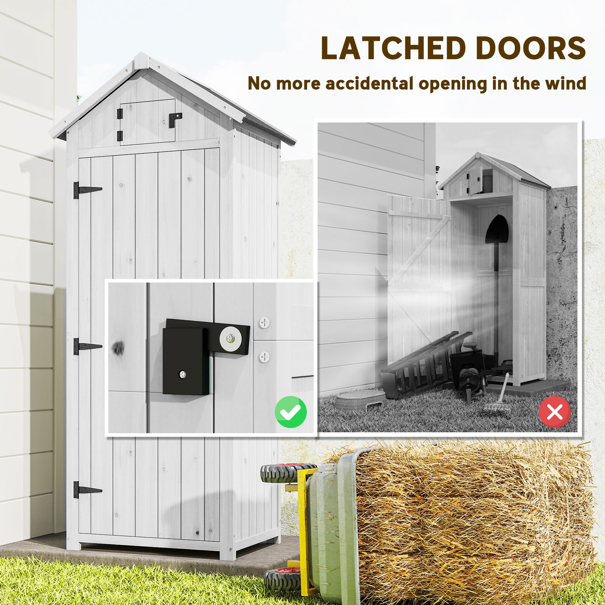 Fir Wood Outdoor Garden Storage Shed 77cm Wide - Velmora