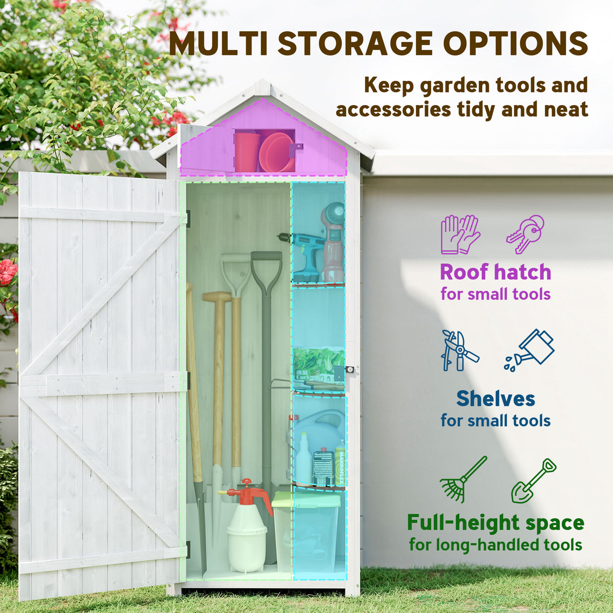 Fir Wood Outdoor Garden Storage Shed 77cm Wide - Velmora