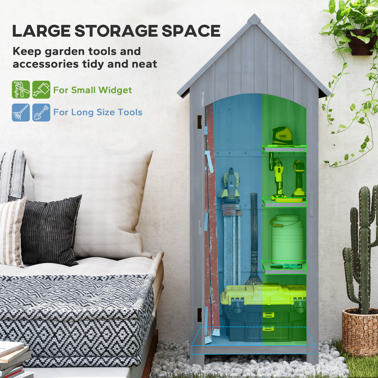 Fir Wood Outdoor Garden Storage Shed 77cm Wide With Tilt Roof - Velmora