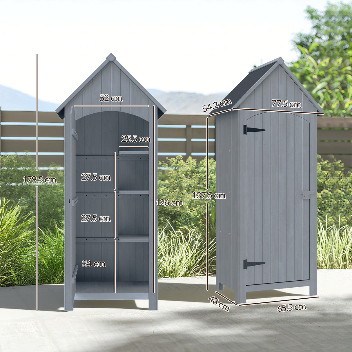 Fir Wood Outdoor Garden Storage Shed 77cm Wide With Tilt Roof - Velmora