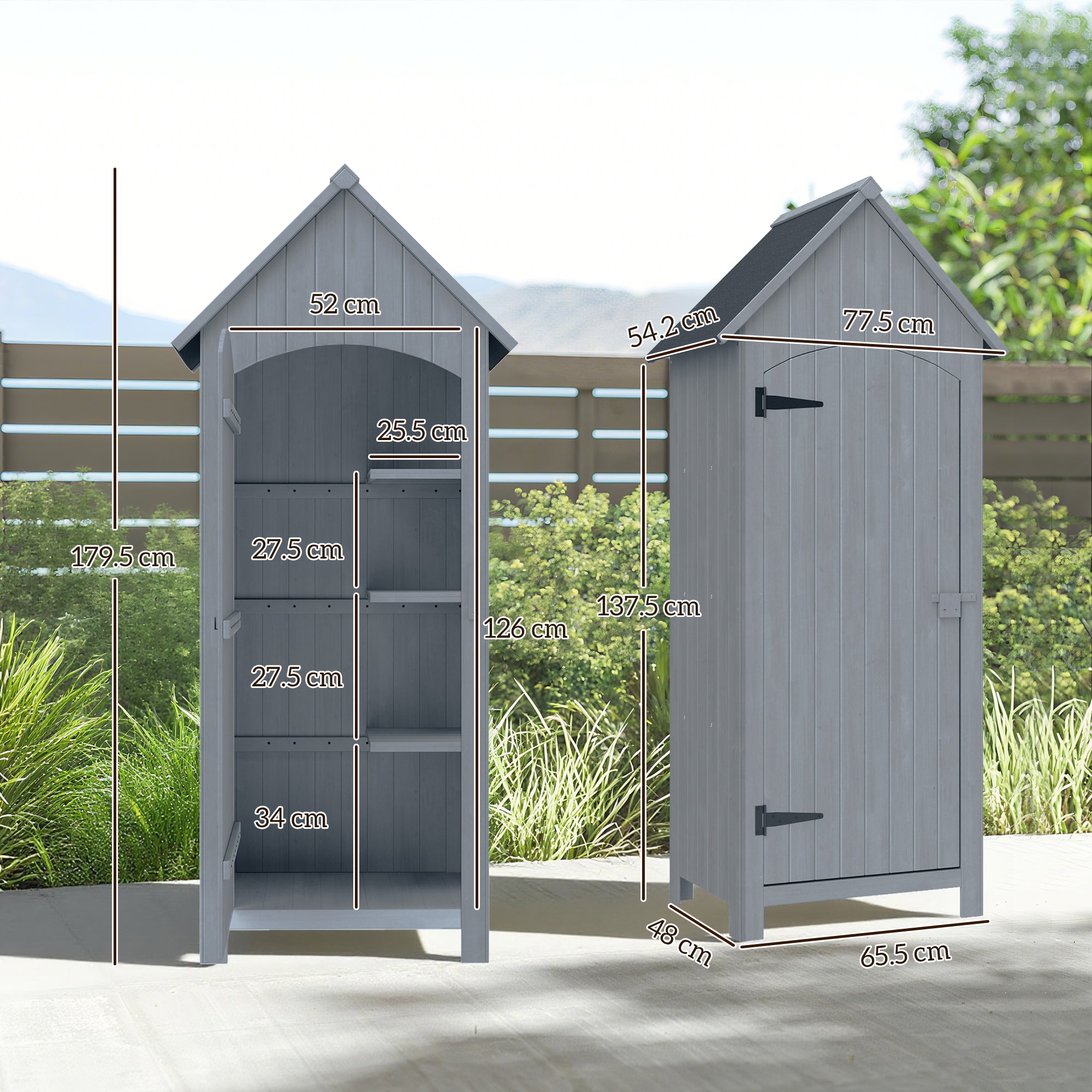 Fir Wood Outdoor Garden Storage Shed 77cm Wide With Tilt Roof - Velmora