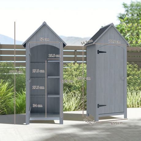 Fir Wood Outdoor Garden Storage Shed 77cm Wide With Tilt Roof - Velmora
