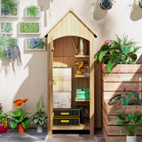 Fir Wood Outdoor Garden Storage Shed 77cm Wide With Tilt Roof - Velmora