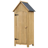 Fir Wood Outdoor Garden Storage Shed 77cm Wide With Tilt Roof - Velmora
