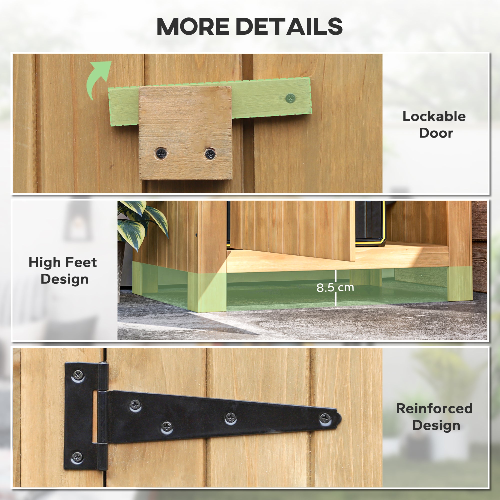 Fir Wood Outdoor Garden Storage Shed 77cm Wide With Tilt Roof - Velmora
