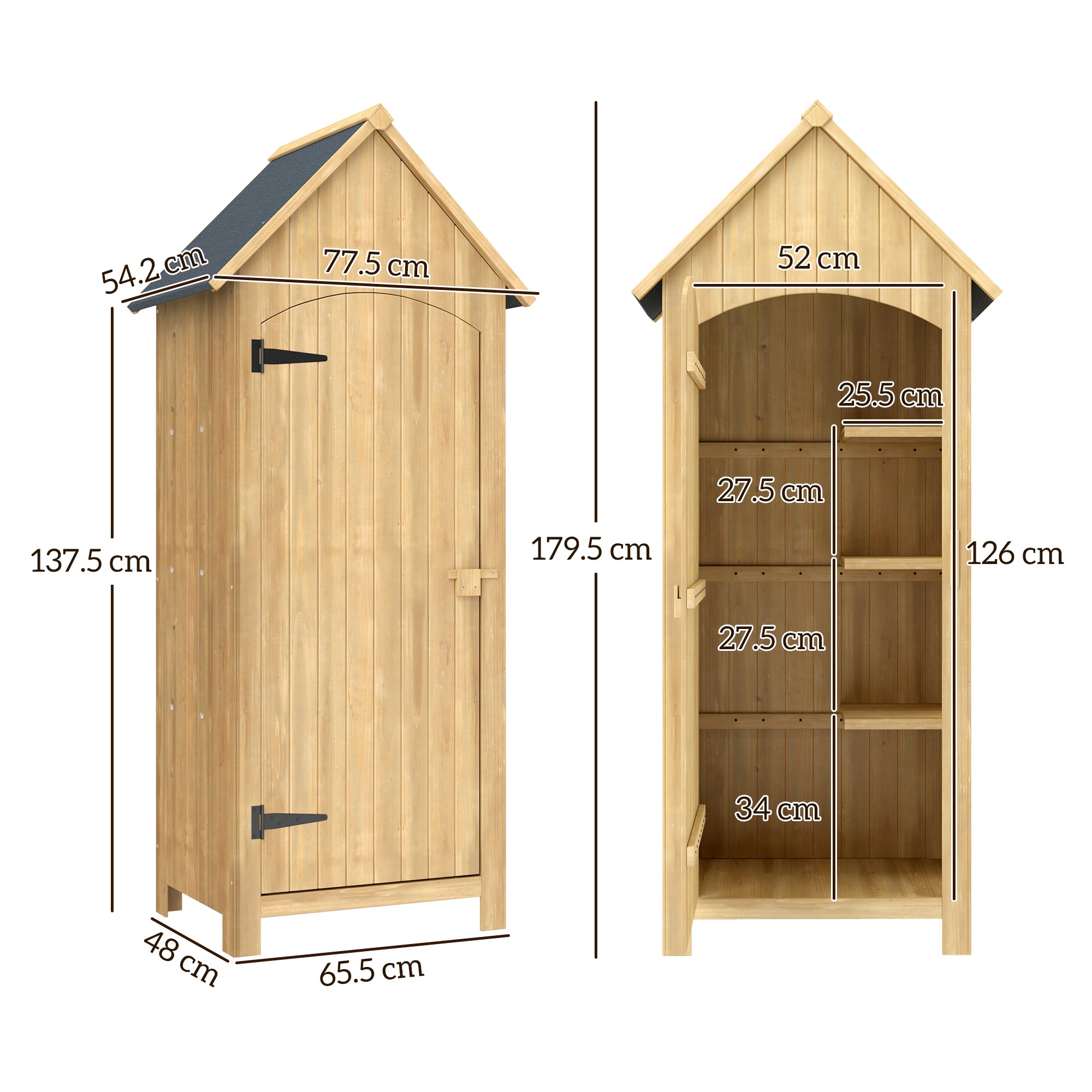 Fir Wood Outdoor Garden Storage Shed 77cm Wide With Tilt Roof - Velmora