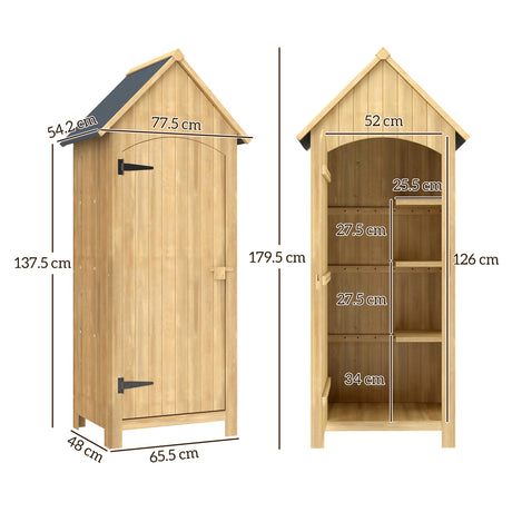Fir Wood Outdoor Garden Storage Shed 77cm Wide With Tilt Roof - Velmora
