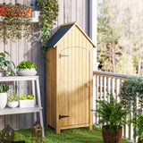 Fir Wood Outdoor Garden Storage Shed 77cm Wide With Tilt Roof - Velmora