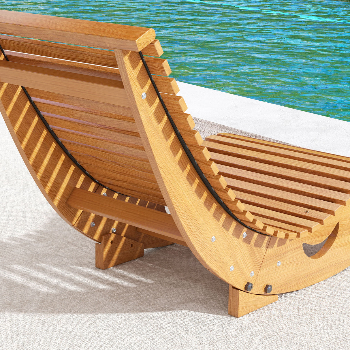 Fir Wood Outdoor Rocking Chair With Slatted Seat - Velmora