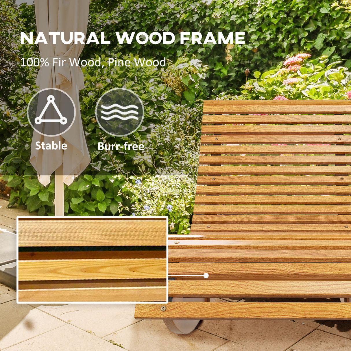 Fir Wood Outdoor Rocking Chair With Slatted Seat - Velmora