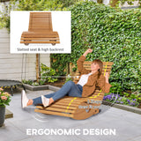 Fir Wood Outdoor Rocking Chair With Slatted Seat - Velmora