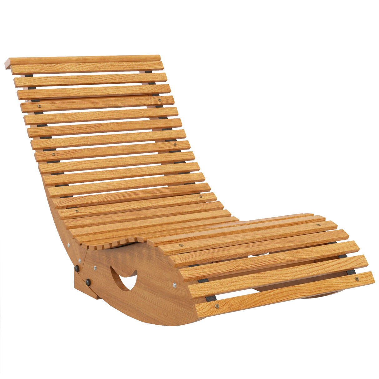 Fir Wood Outdoor Rocking Chair With Slatted Seat - Velmora