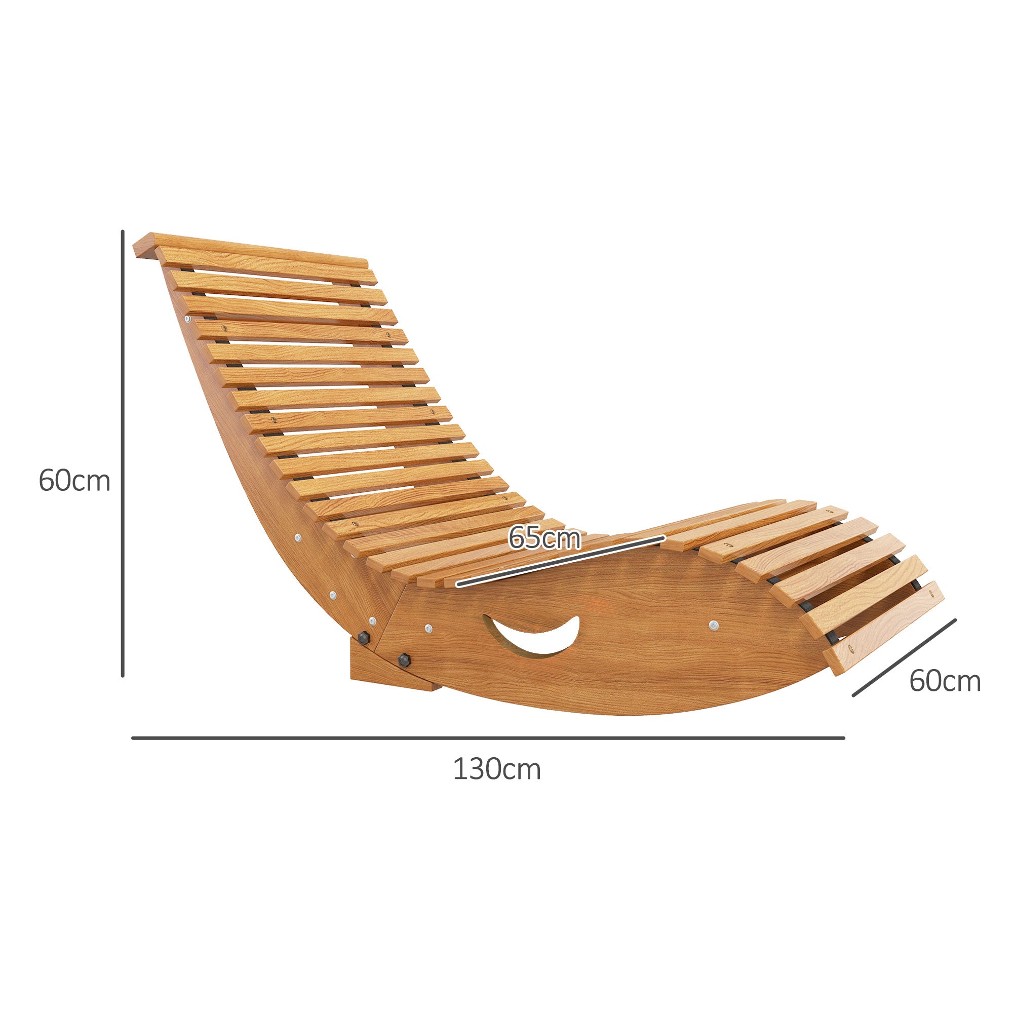 Fir Wood Outdoor Rocking Chair With Slatted Seat - Velmora
