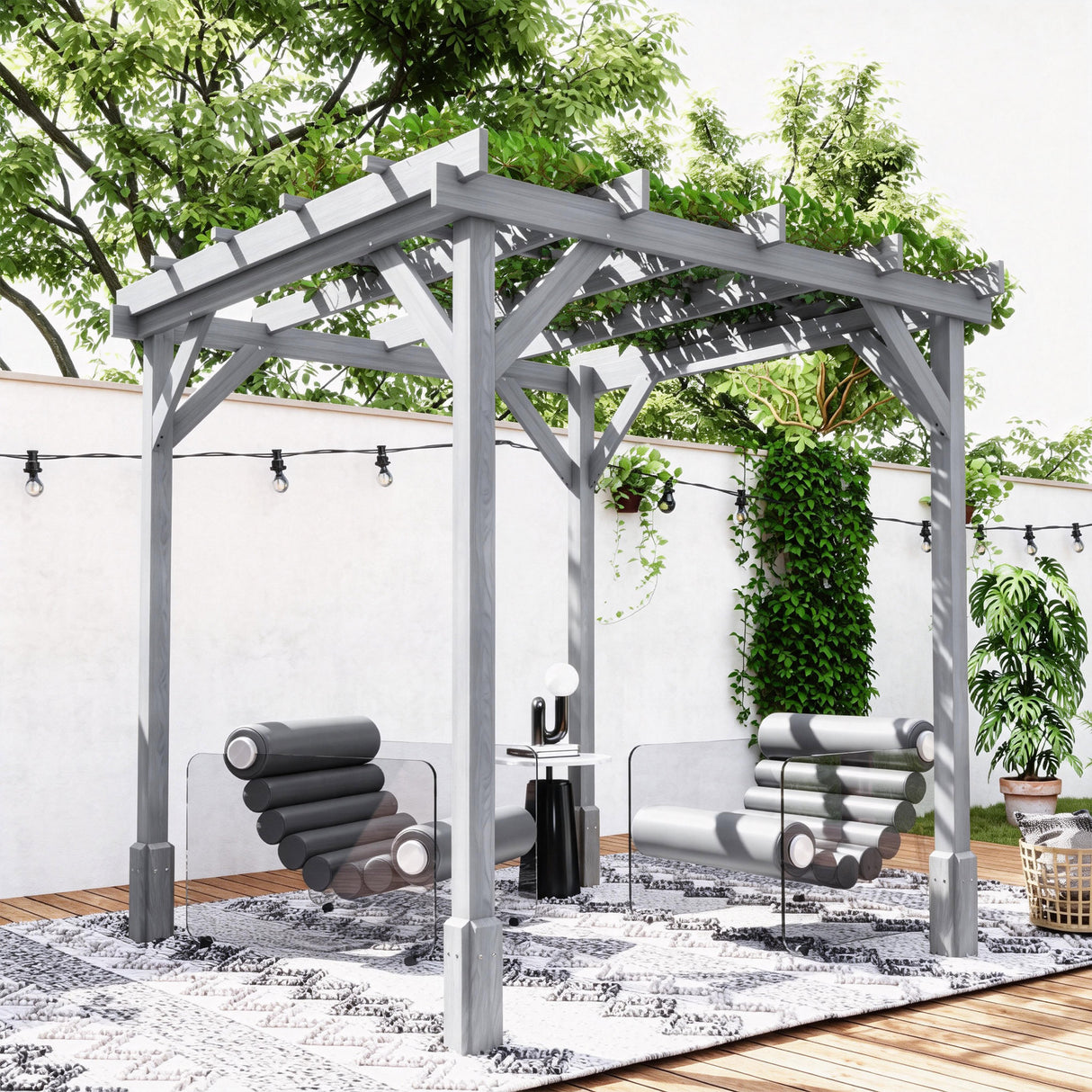 Fir Wood Pergola 200cm Width x 200cm Depth - Velmora