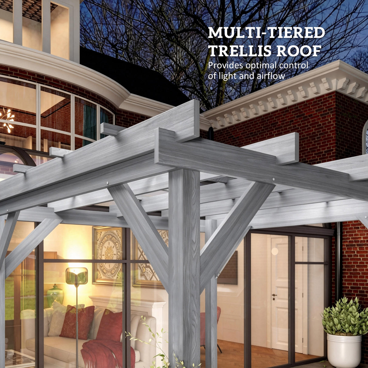 Fir Wood Pergola 200cm Width x 200cm Depth - Velmora