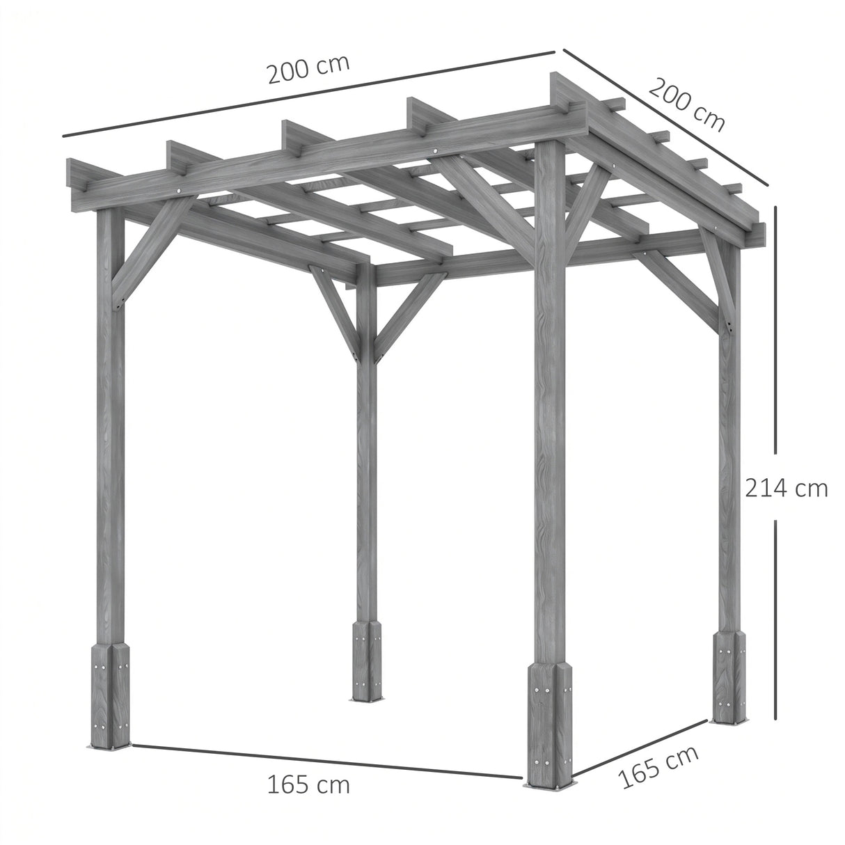 Fir Wood Pergola 200cm Width x 200cm Depth - Velmora