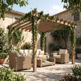 Fir Wood Pergola Gazebo Grape Trellis 300cm Width x 300cm Depth - Velmora