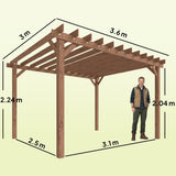 Fir Wood Pergola Gazebo Grape Trellis 360cm Width x 300cm Depth - Velmora