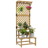 Fir Wood Plant Stand With Trellis 60cm Wide - Velmora