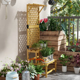 Fir Wood Plant Stand With Trellis 60cm Wide - Velmora