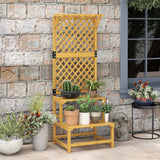 Fir Wood Plant Stand With Trellis 60cm Wide - Velmora