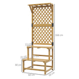 Fir Wood Plant Stand With Trellis 60cm Wide - Velmora
