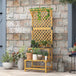 Fir Wood Plant Stand With Trellis 60cm Wide - Velmora