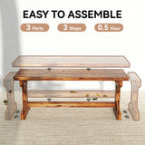 Fir Wood Rustic 2 Seater Backless Garden Bench - Velmora