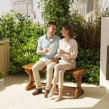 Fir Wood Rustic 2 Seater Backless Garden Bench - Velmora