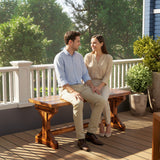 Fir Wood Rustic 2 Seater Backless Garden Bench - Velmora