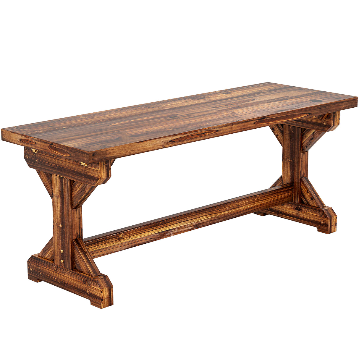 Fir Wood Rustic 2 Seater Backless Garden Bench - Velmora