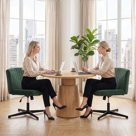 Flannel Fabric Home And Office Chair 61cm Wide Armless With Criss Cross Legs - Velmora